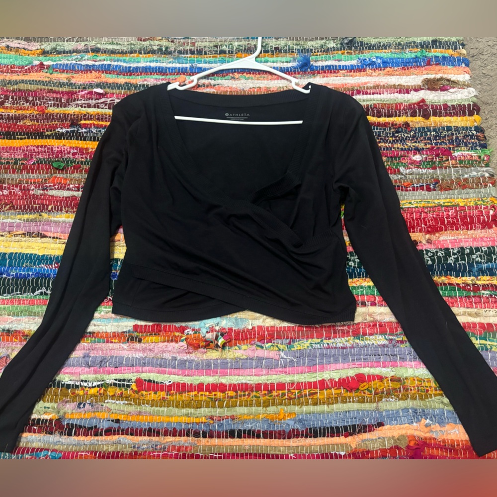 Athleta Black Long Sleeve cris cross top